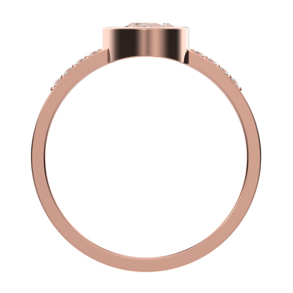 0.45 ct Pear Cut Simulated Clear Diamond dainty Minimalist cluster bezel halo light simple eye 14K / 18K Solid Rose Gold everyday ring