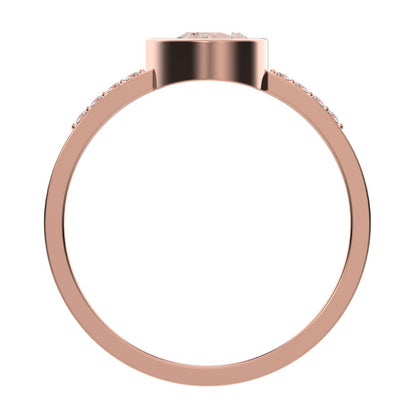 0.45 ct Pear Cut Simulated Clear Diamond dainty Minimalist cluster bezel halo light simple eye 14K / 18K Solid Rose Gold everyday ring