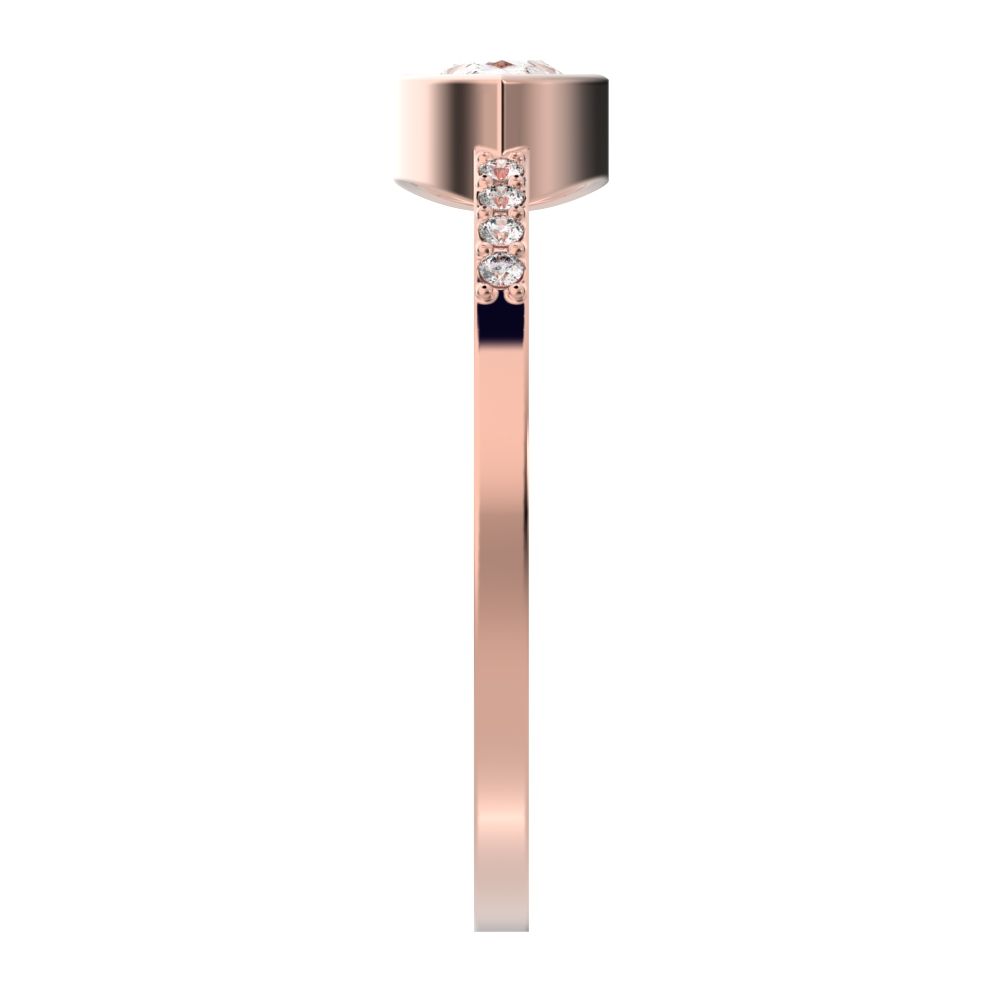 0.45 ct Pear Cut Simulated Clear Diamond dainty Minimalist cluster bezel halo light simple eye 14K / 18K Solid Rose Gold everyday ring