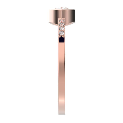 0.45 ct Pear Cut Simulated Clear Diamond dainty Minimalist cluster bezel halo light simple eye 14K / 18K Solid Rose Gold everyday ring