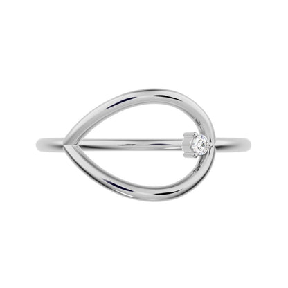0.03 ct Round Cut Moissanite dainty Minimalist 1 stone vertical eye Abstract cocktail 14K / 18K Solid White Gold everyday ring