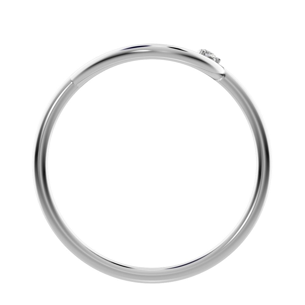 0.03 ct Round Cut Moissanite dainty Minimalist 1 stone vertical eye Abstract cocktail 14K / 18K Solid White Gold everyday ring