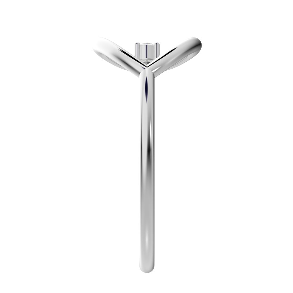 0.03 ct Round Cut Moissanite dainty Minimalist 1 stone vertical eye Abstract cocktail 14K / 18K Solid White Gold everyday ring
