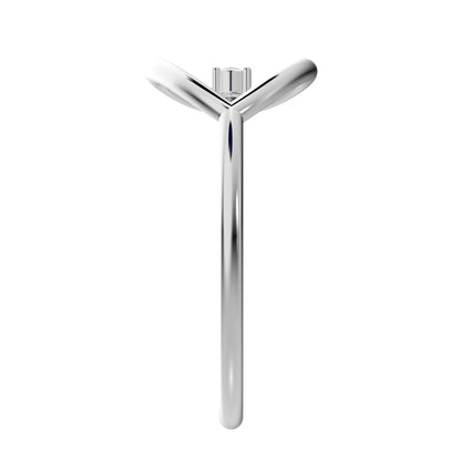 0.03 ct Round Cut Moissanite dainty Minimalist 1 stone vertical eye Abstract cocktail 14K / 18K Solid White Gold everyday ring