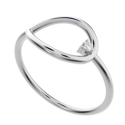 0.03 ct Round Cut Simulated Clear Diamond dainty Minimalist 1 stone vertical eye Abstract cocktail 14K / 18K Solid White Gold everyday ring