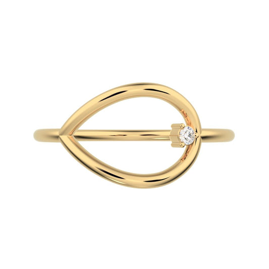 0.03 ct Round Cut Simulated Clear Diamond dainty Minimalist 1 stone vertical eye cocktail 14K / 18K Solid Yellow Gold everyday ring