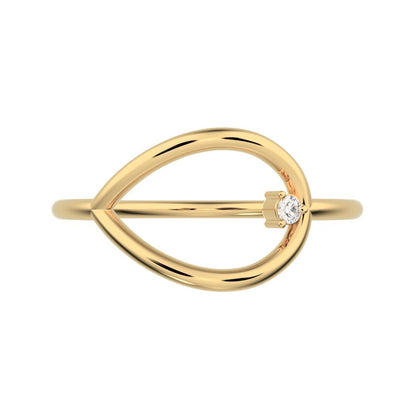 0.03 ct Round Cut VS/GH Natural Diamond dainty Minimalist 1 stone vertical eye Abstract cocktail 14K / 18K Solid Yellow Gold everyday ring
