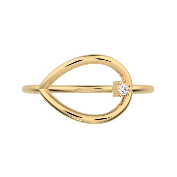 0.03 ct Round Cut VS/GH Natural Diamond dainty Minimalist 1 stone vertical eye Abstract cocktail 14K / 18K Solid Yellow Gold everyday ring
