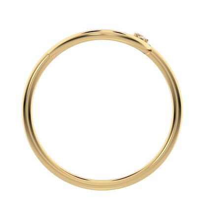 0.03 ct Round Cut Simulated Clear Diamond dainty Minimalist 1 stone vertical eye cocktail 14K / 18K Solid Yellow Gold everyday ring