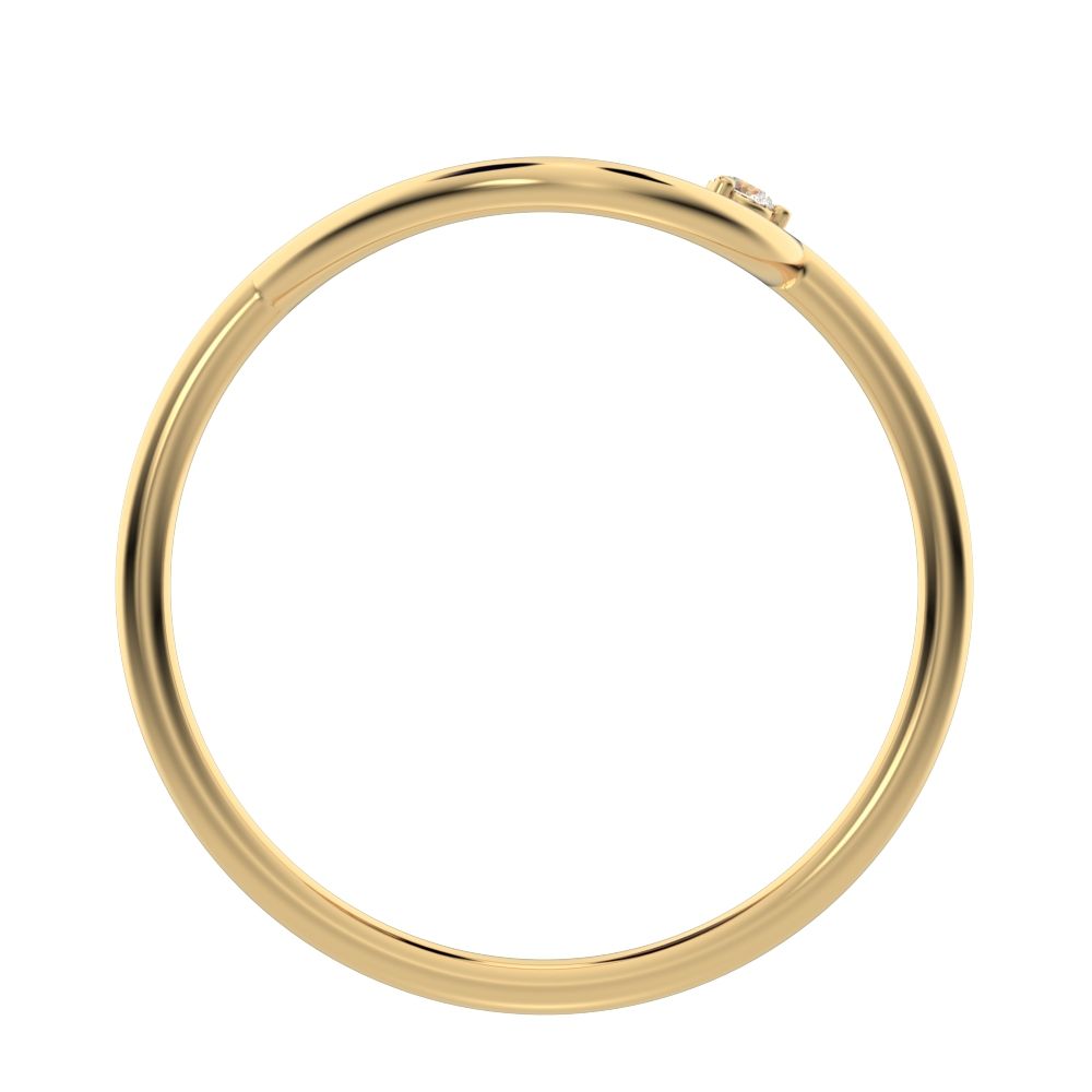 0.03 ct Round Cut VS/GH Natural Diamond dainty Minimalist 1 stone vertical eye Abstract cocktail 14K / 18K Solid Yellow Gold everyday ring