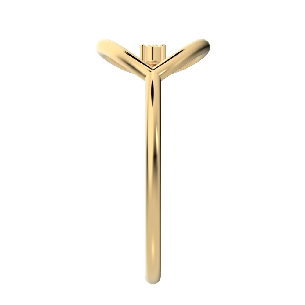 0.03 ct Round Cut Simulated Clear Diamond dainty Minimalist 1 stone vertical eye cocktail 14K / 18K Solid Yellow Gold everyday ring