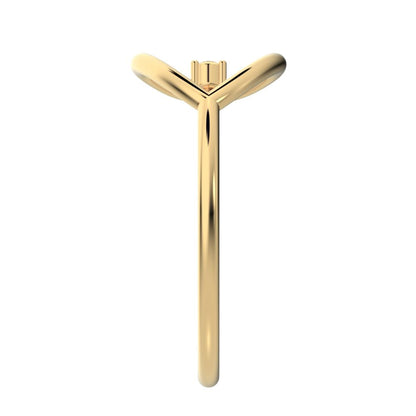 0.03 ct Round Cut Simulated Clear Diamond dainty Minimalist 1 stone vertical eye cocktail 14K / 18K Solid Yellow Gold everyday ring