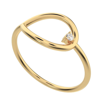 0.03 ct Round Cut VS/GH Natural Diamond dainty Minimalist 1 stone vertical eye Abstract cocktail 14K / 18K Solid Yellow Gold everyday ring