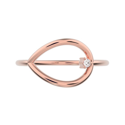0.03 ct Round Cut VS/GH Natural Diamond dainty Minimalist 1 stone vertical eye Abstract cocktail 14K / 18K Solid Rose Gold everyday ring