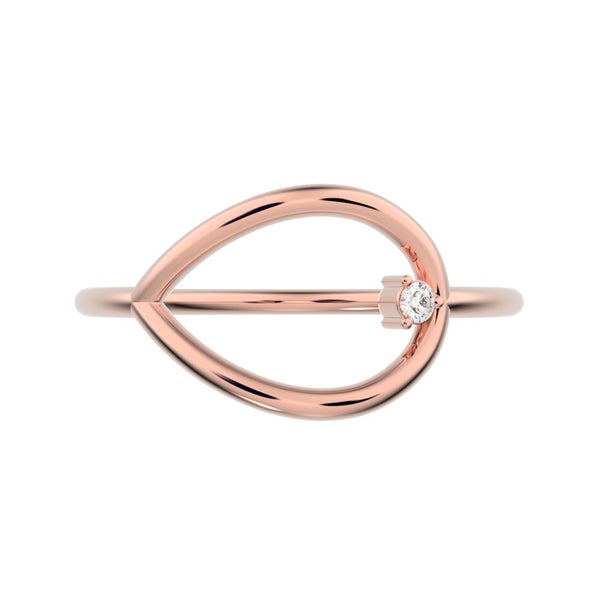 0.03 ct Round Cut VS/GH Natural Diamond dainty Minimalist 1 stone vertical eye Abstract cocktail 14K / 18K Solid Rose Gold everyday ring