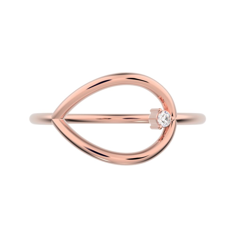 0.03 ct Round Cut Moissanite dainty Minimalist 1 stone vertical eye Abstract cocktail 14K / 18K Solid Rose Gold everyday ring