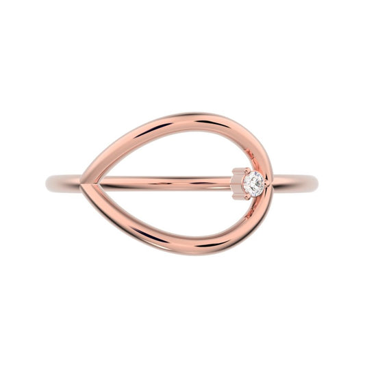 0.03 ct Round Cut Moissanite dainty Minimalist 1 stone vertical eye Abstract cocktail 14K / 18K Solid Rose Gold everyday ring
