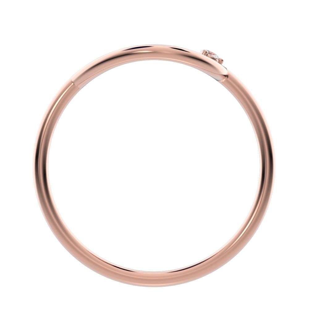 0.03 ct Round Cut Simulated Clear Diamond dainty Minimalist 1 stone vertical eye Abstract cocktail 14K / 18K Solid Rose Gold everyday ring