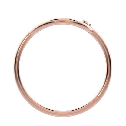 0.03 ct Round Cut Moissanite dainty Minimalist 1 stone vertical eye Abstract cocktail 14K / 18K Solid Rose Gold everyday ring