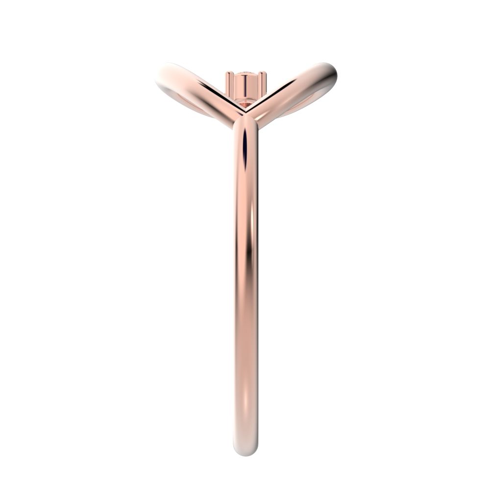 0.03 ct Round Cut VS/GH Natural Diamond dainty Minimalist 1 stone vertical eye Abstract cocktail 14K / 18K Solid Rose Gold everyday ring
