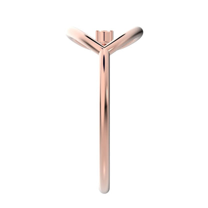 0.03 ct Round Cut VS/GH Natural Diamond dainty Minimalist 1 stone vertical eye Abstract cocktail 14K / 18K Solid Rose Gold everyday ring