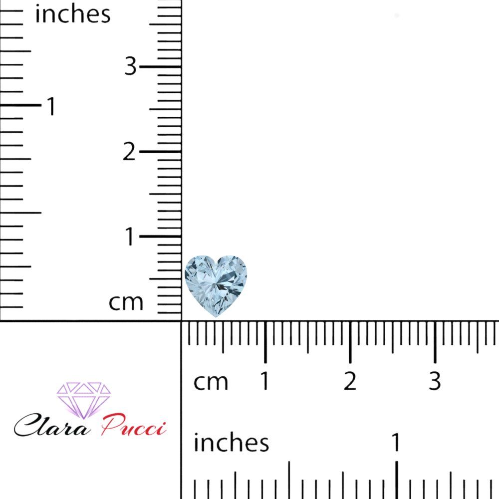 0.5 to 2 ct Heart Cut VVS1 Simulated Blue Aquamarine March Birthstone