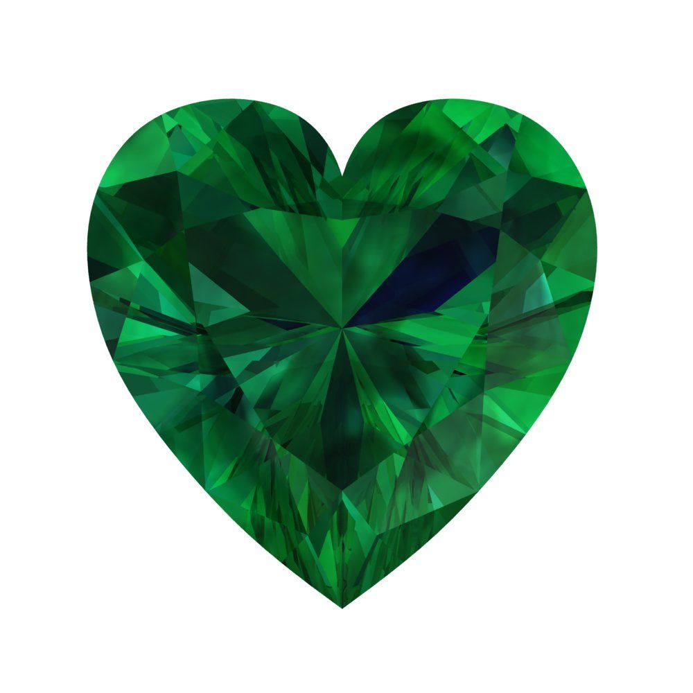 0.5 to 2 ct Heart Cut VVS1 Simulated Green Emerald May Birthstone
