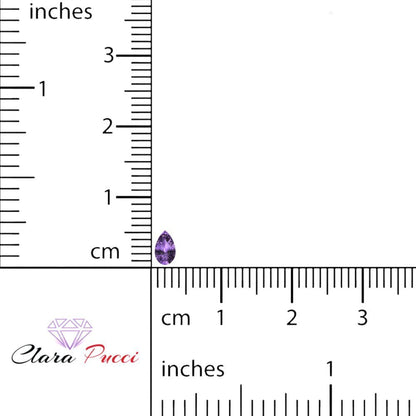 0.25 to 2.5 ct Pear Cut VVS1 Simulated Purple Alexandrite February Birthstone