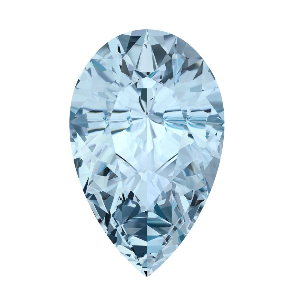 0.25 to 2.5 ct Pear Cut VVS1 Simulated Blue Aquamarine March Birthstone