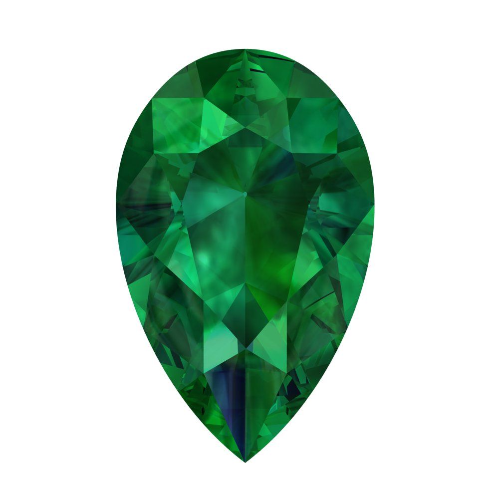 0.25 to 2.5 ct Pear Cut VVS1 Simulated Green Emerald May Birthstone