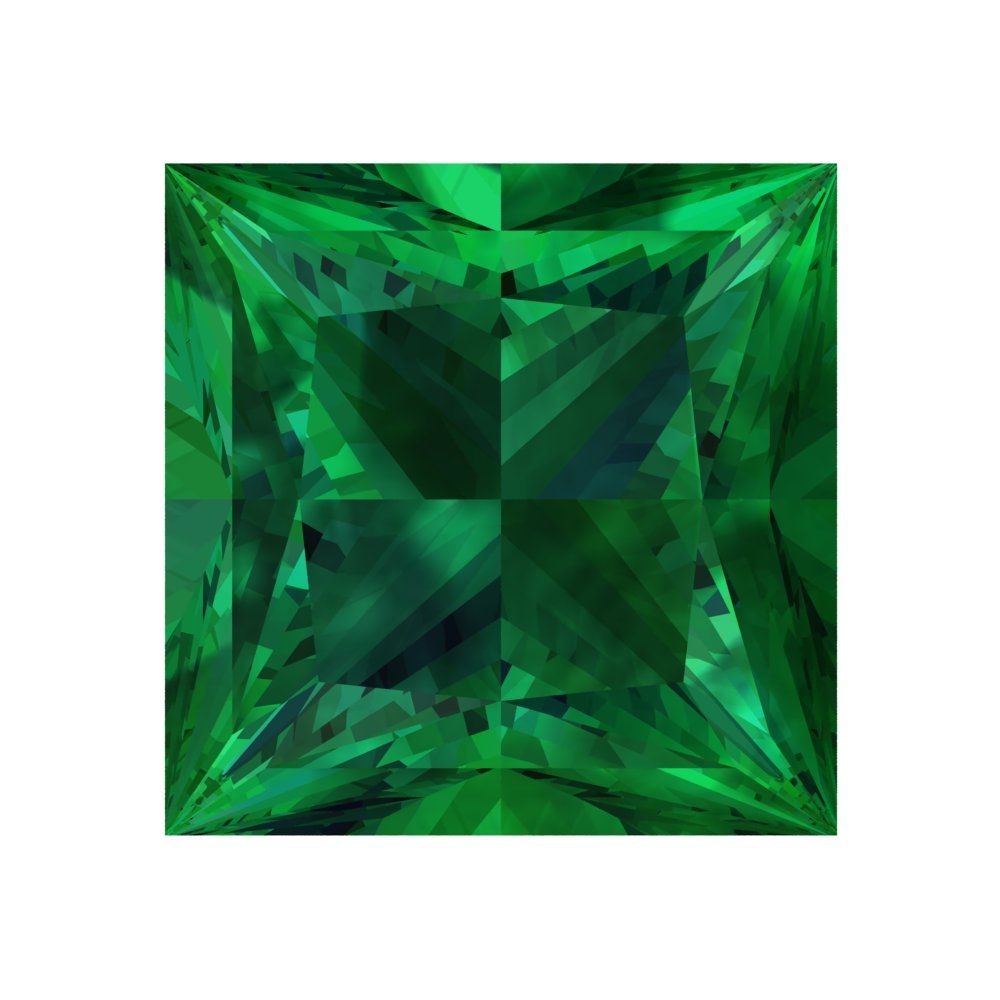0.25 to 3 ct Princess Cut VVS1 Simulated Green Emerald May Birthstone
