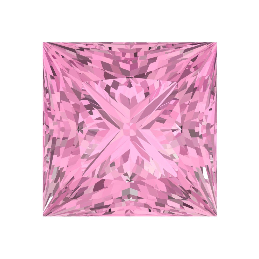 0.25 to 3 ct Princess Cut VVS1 Simulated Pink October Birthstone
