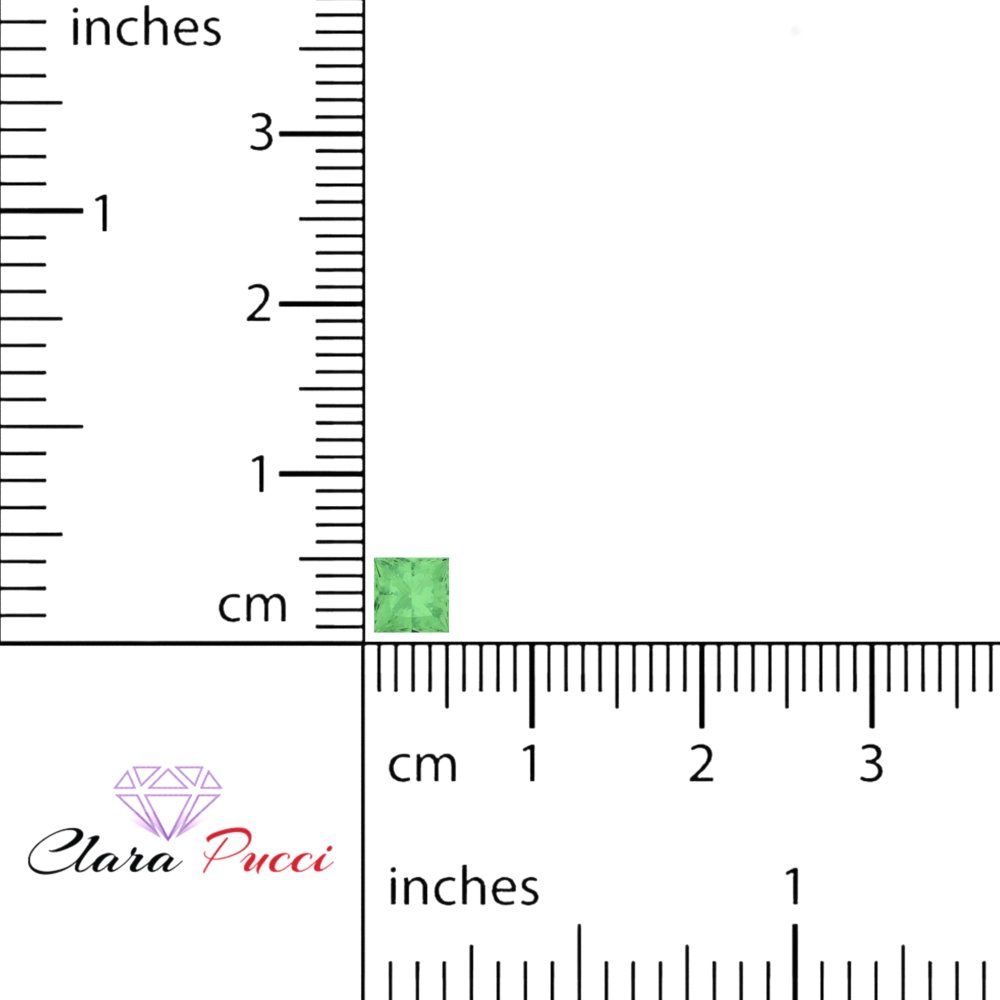 0.25 to 3 ct Princess Cut VVS1 Simulated Light Green August Birthstone