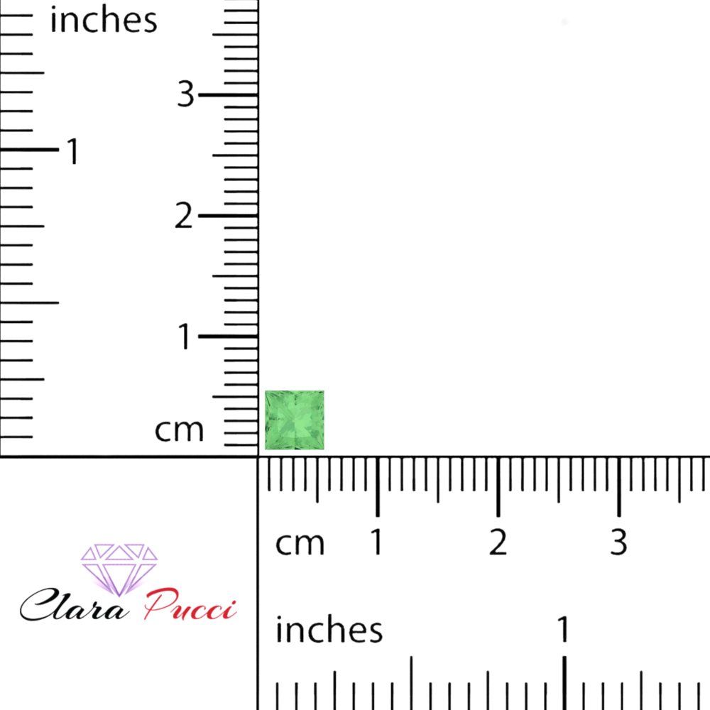 0.25 to 3 ct Princess Cut VVS1 Simulated Light Green August Birthstone