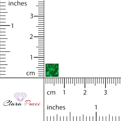 0.25 to 3 ct Princess Cut VVS1 Simulated Green Emerald May Birthstone