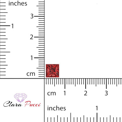 0.25 to 3 ct Princess Cut VVS1 Natural Red Garnet January Birthstone