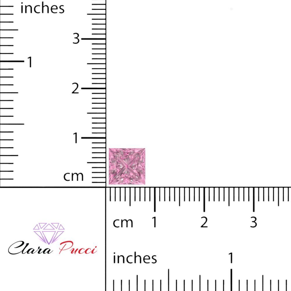 0.25 to 3 ct Princess Cut VVS1 Simulated Pink October Birthstone