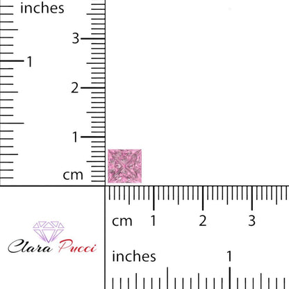 0.25 to 3 ct Princess Cut VVS1 Simulated Pink October Birthstone