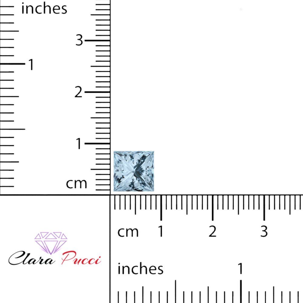 0.25 to 3 ct Princess Cut VVS1 Natural Blue Aquamarine March Birthstone