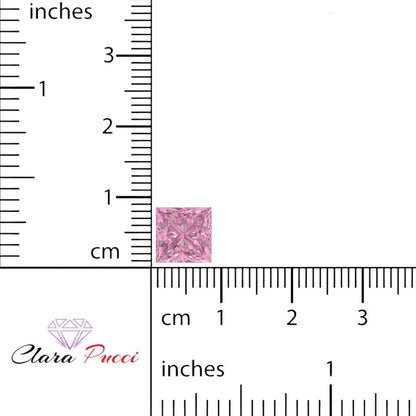 0.25 to 3 ct Princess Cut VVS1 Simulated Pink October Birthstone