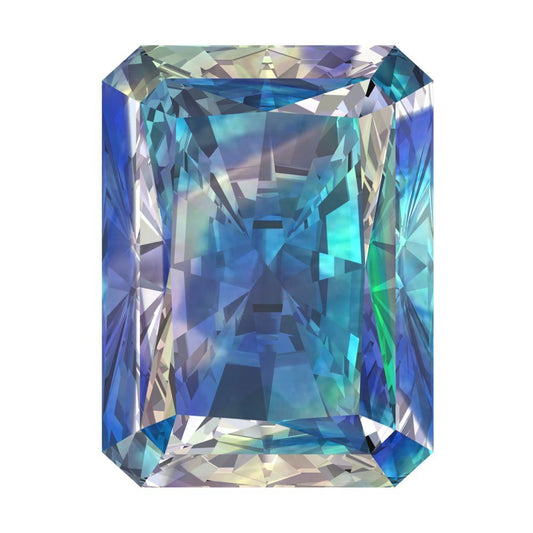 1 to 2.5 ct Radiant Cut VVS1 Synthetic Blue moissanite September Birthstone