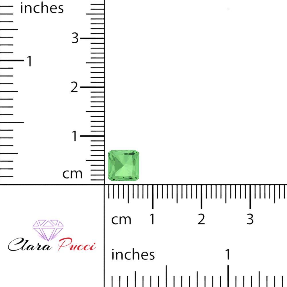 1.5 to 2 ct Square emerald Simulated Light Green August Birthstone