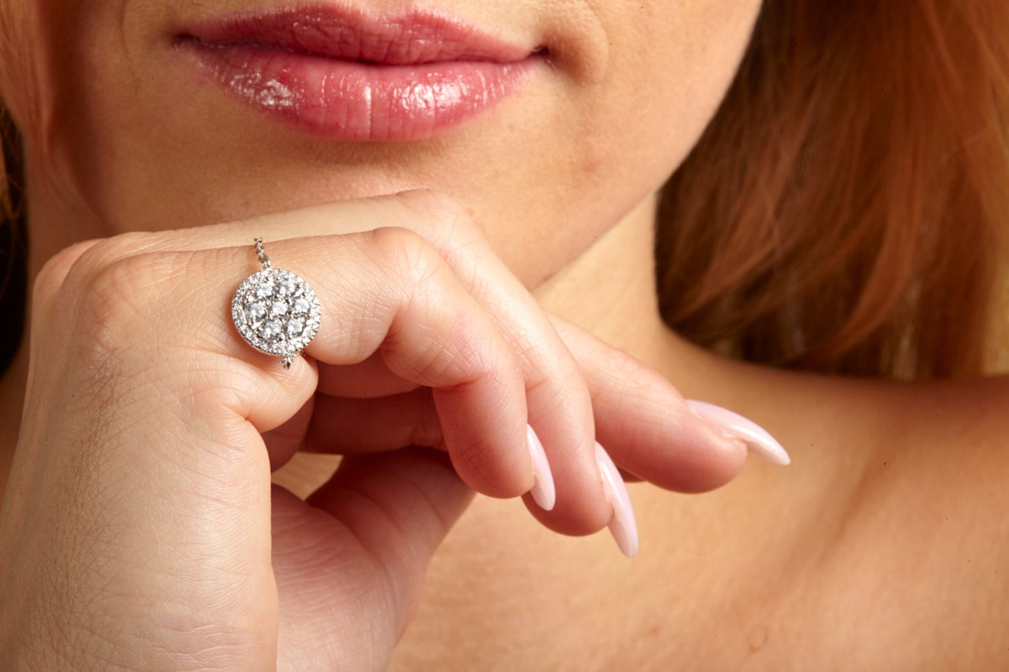 Unique Ring, Unique Rings, Unique Ring Designs, Unique Rings For Women, 1.08 CT Unique Chain Ring Band Round Cut Halo Solid 14k White Gold