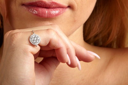 Unique Ring, Unique Rings, Unique Ring Designs, Unique Rings For Women, 1.08 CT Unique Chain Ring Band Round Cut Halo Solid 14k White Gold