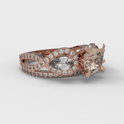 1.925 cttw Round Cut Yellow Moissanite Bridal Set - Solid Rose Gold Engagement Ring & Wedding Band