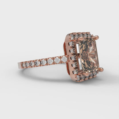 1.86 cttw Yellow Moissanite Hidden Halo Engagement Ring - Solid Gold (Emerald Cut,7.5x5.5mm)