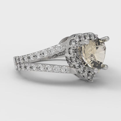 1.49 cttw Natural Morganite Hidden Halo Engagement Ring - Solid White Gold (VVS1, Heart Cut,6.5mm)