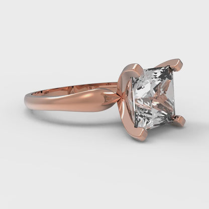 2.5 cttw Certified Moissanite Solitaire  Engagement Ring - Solid Gold (VVS1, D-F,Princess Cut,7.5mm)