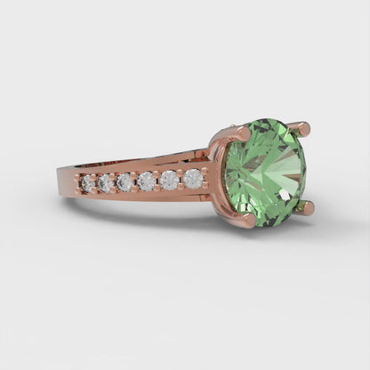 2.21 cttw Zirconia Simulated Green Diamond Solitaire with Zirconia Simulated Diamond Accents Engagement Ring - Solid Gold (VVS1, Round Cut,8.0mm)