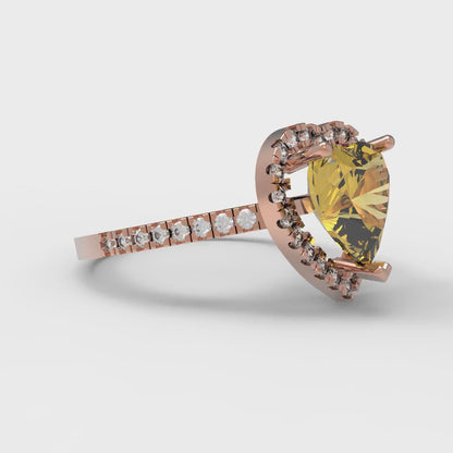 2.285 cttw Natural Citrine Hidden Halo Engagement Ring - Solid Rose Gold (VVS1, Heart Cut,8mm)